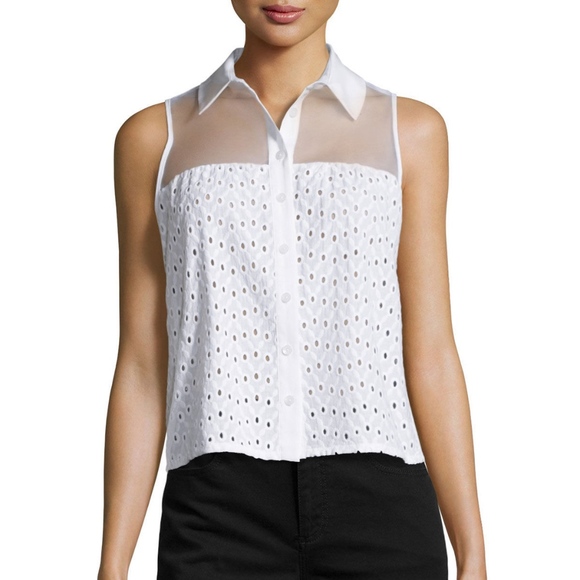 Catherine Malandrino White Esther Eyelet Top - Picture 1 of 8
